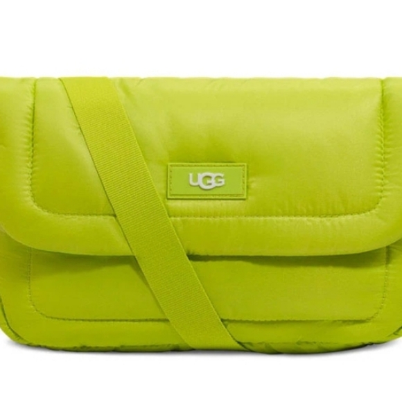 NWT UGG Dalton Neon Green Puffy Nylon Crossbody Bag - Picture 2 of 9